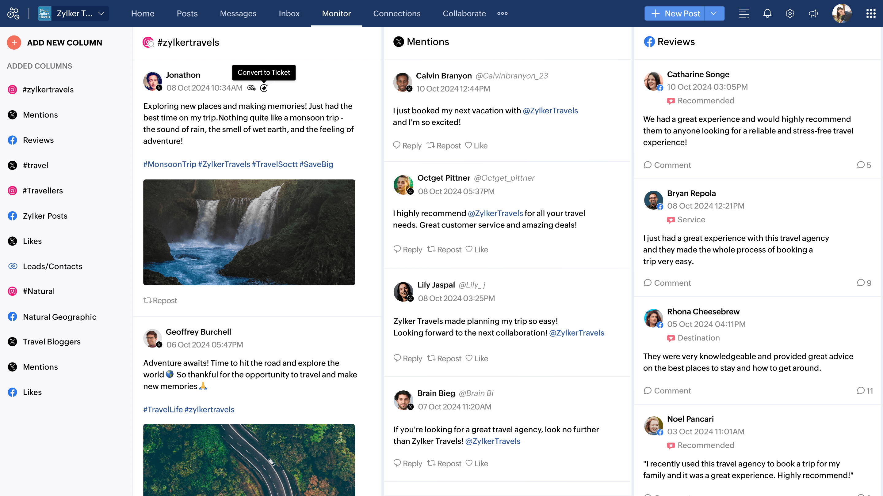 screenshot of Zoho Social